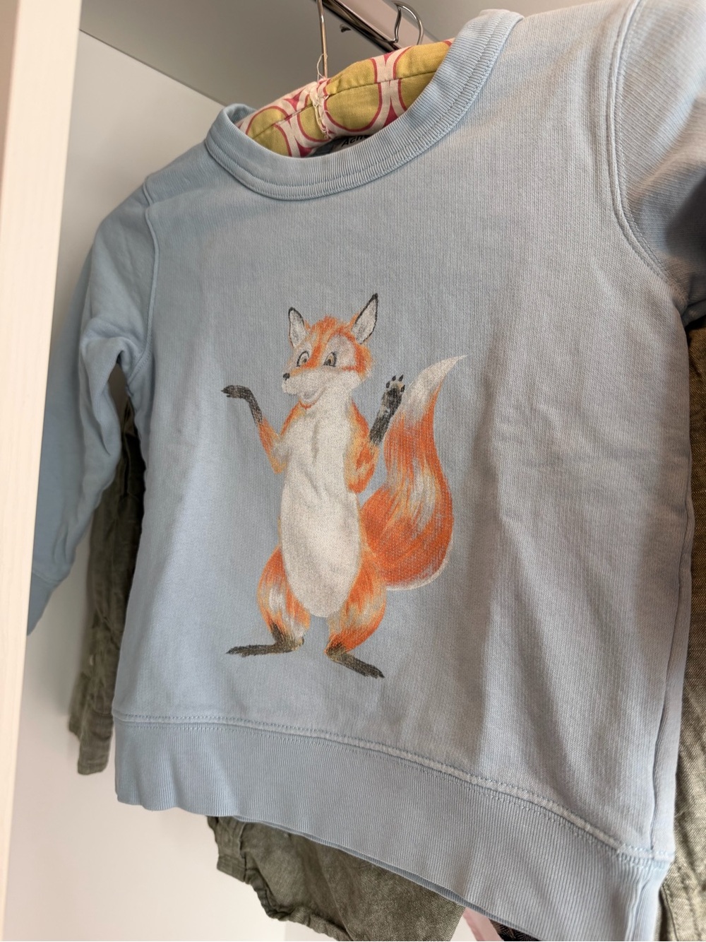 ACNE Studios Baby Blue Kids Fox Graphic Long-Sleeve Top